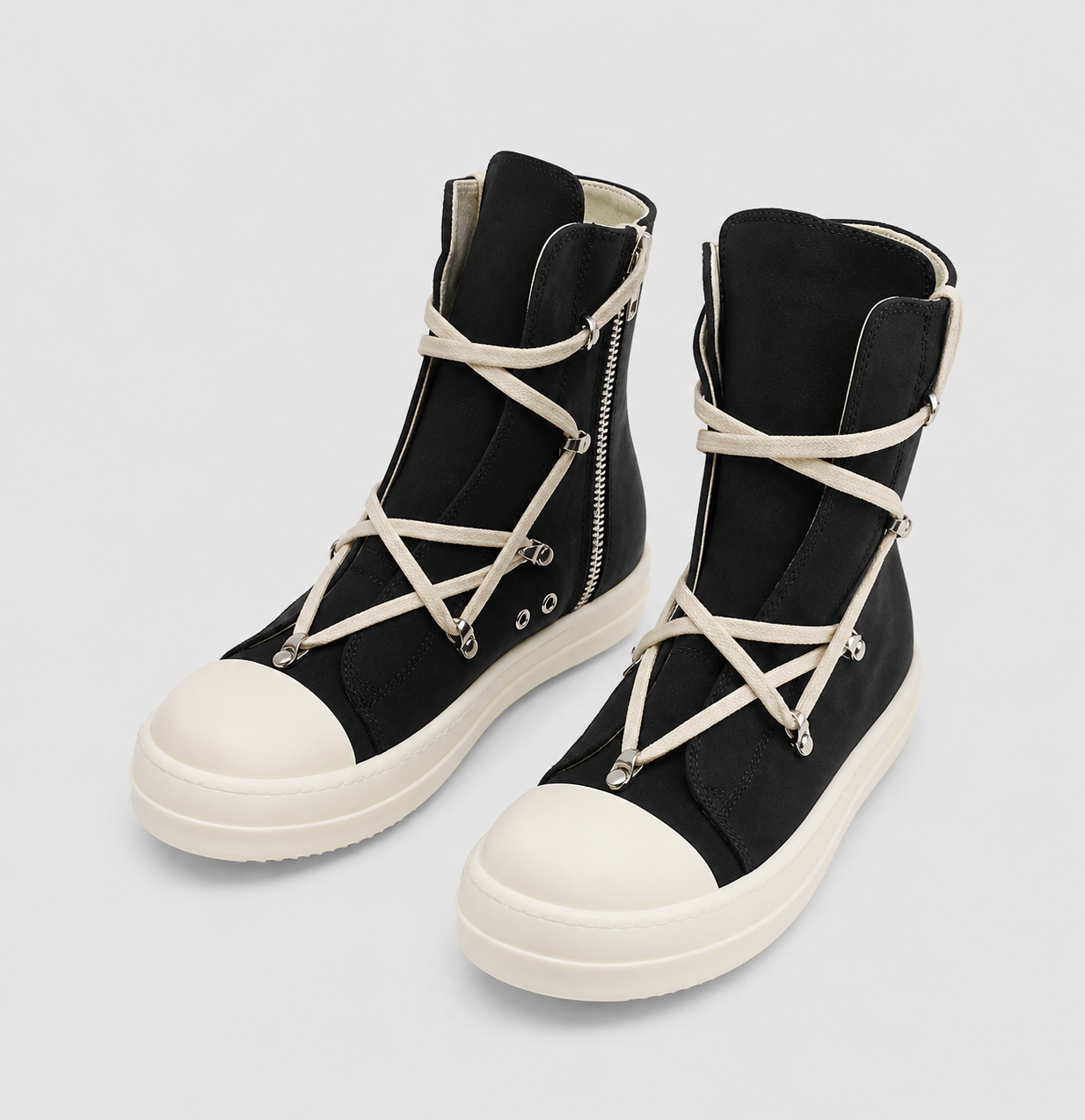 rick owens high top laced